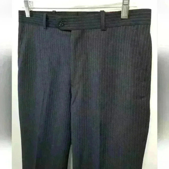 Men's Alfani Slim Fit Navy Stripe Stretch Fabric Flat Front Sz 30X32 $135.00 - Picture 2 of 9